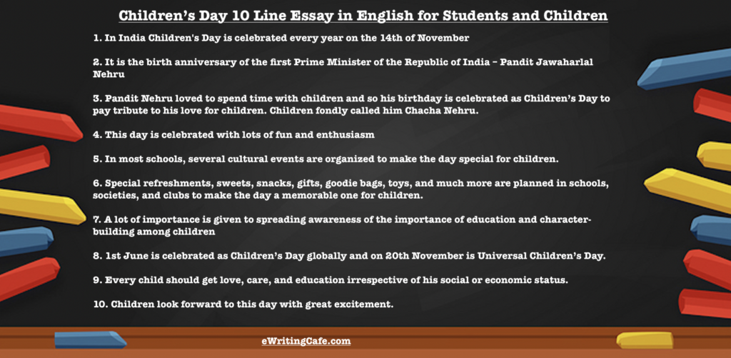 Children’s Day 10 Line Essay in English for Students and Children